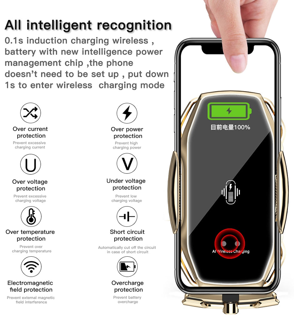 TEQ Wireless  auto sensor 15W Charger Car holder windshield+ Dash+Air vent 3in 1 TEQ Wireless  auto sensor 15W Charger Car holder windshield+ Dash+Air vent 3in 1